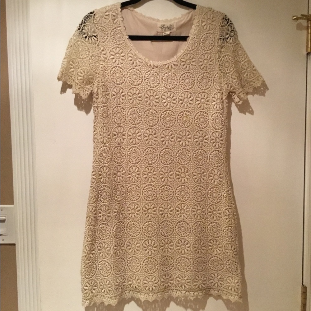 Cream lace flowered dress